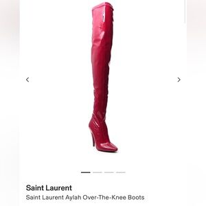 YSL Saint Laurent Aylah Over the knee red boots